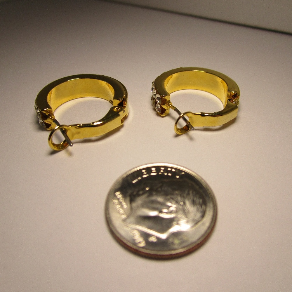CZ in Gold Tone Hoop Earrings - Picture 6 of 6